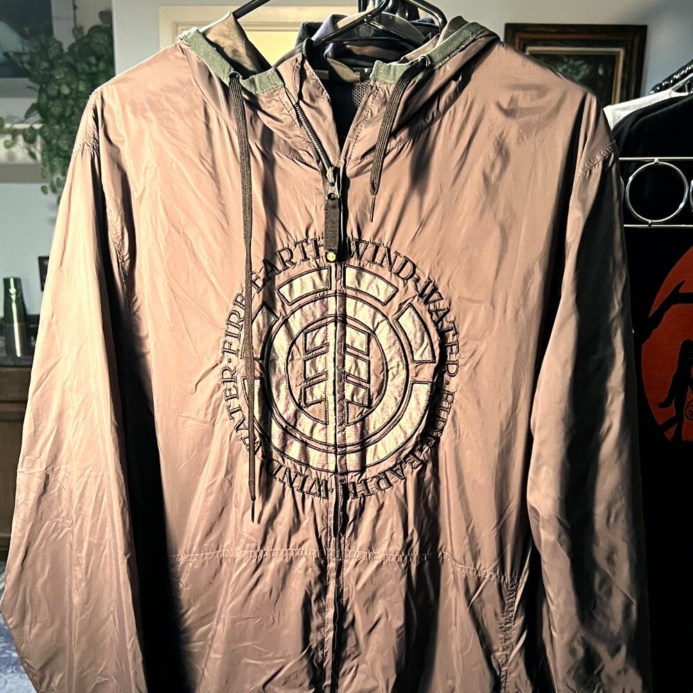 Element Black Mesh-Lined Four Elements Embroidered Logo Windbreaker SZ L - RARE!